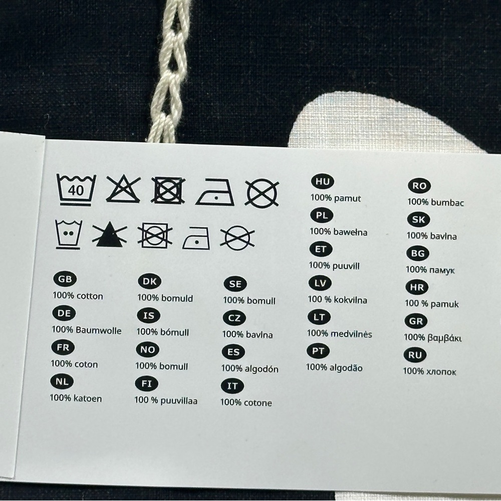 IKEA SMAFROSSORT Two Pillow Cushion Cover 20x20 Leaf Embroidered Off-White/Black - Picture 4 of 5